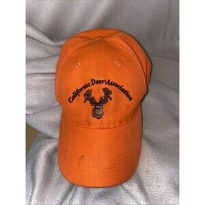 hunting hat deer California Deer Association Cap Orange Snap Back Mens Adjust
